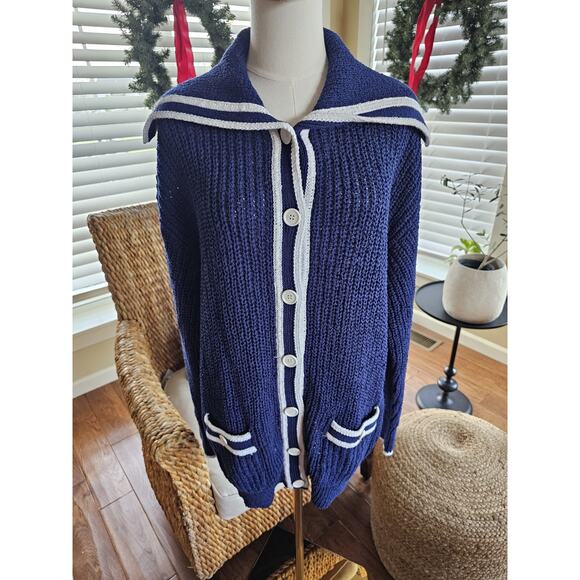 J. Crew Textured Sailor Sweater Women's Size XL Relaxed Nautical Saint-Tropez - Picture 1 of 10